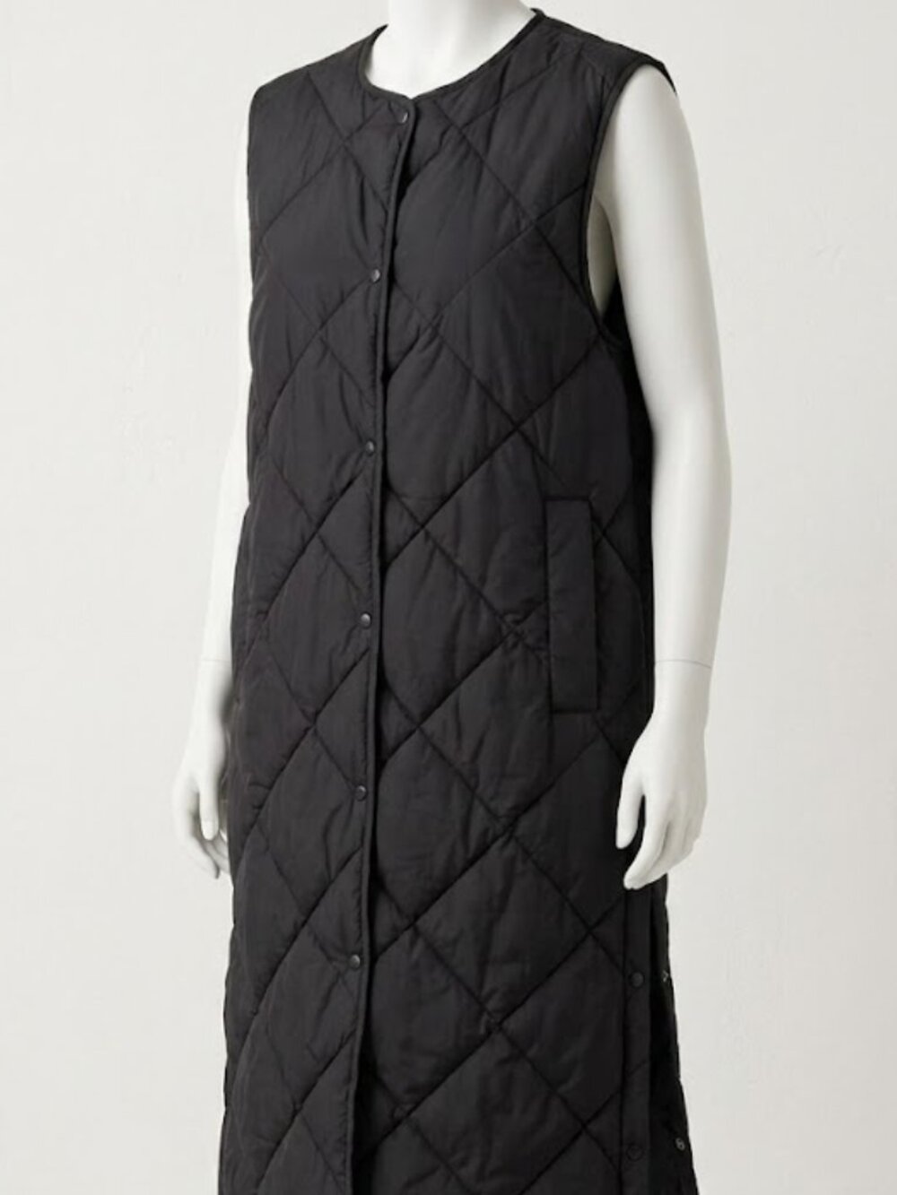 H&M Oversize Longline Quilted Gilet Sleeveless Puffer Vest Sz XS Charcoal Black